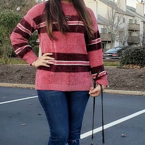 Pink Lily Cozy Soft Striped Sweater